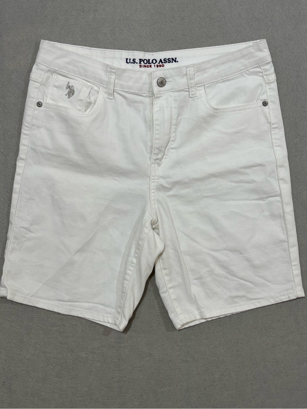 U.S. Polo Assn. Men's White Flat-Front Casual Shorts